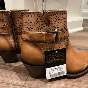 J.B. Dillon Women's Tan Perforated Ankle Boots